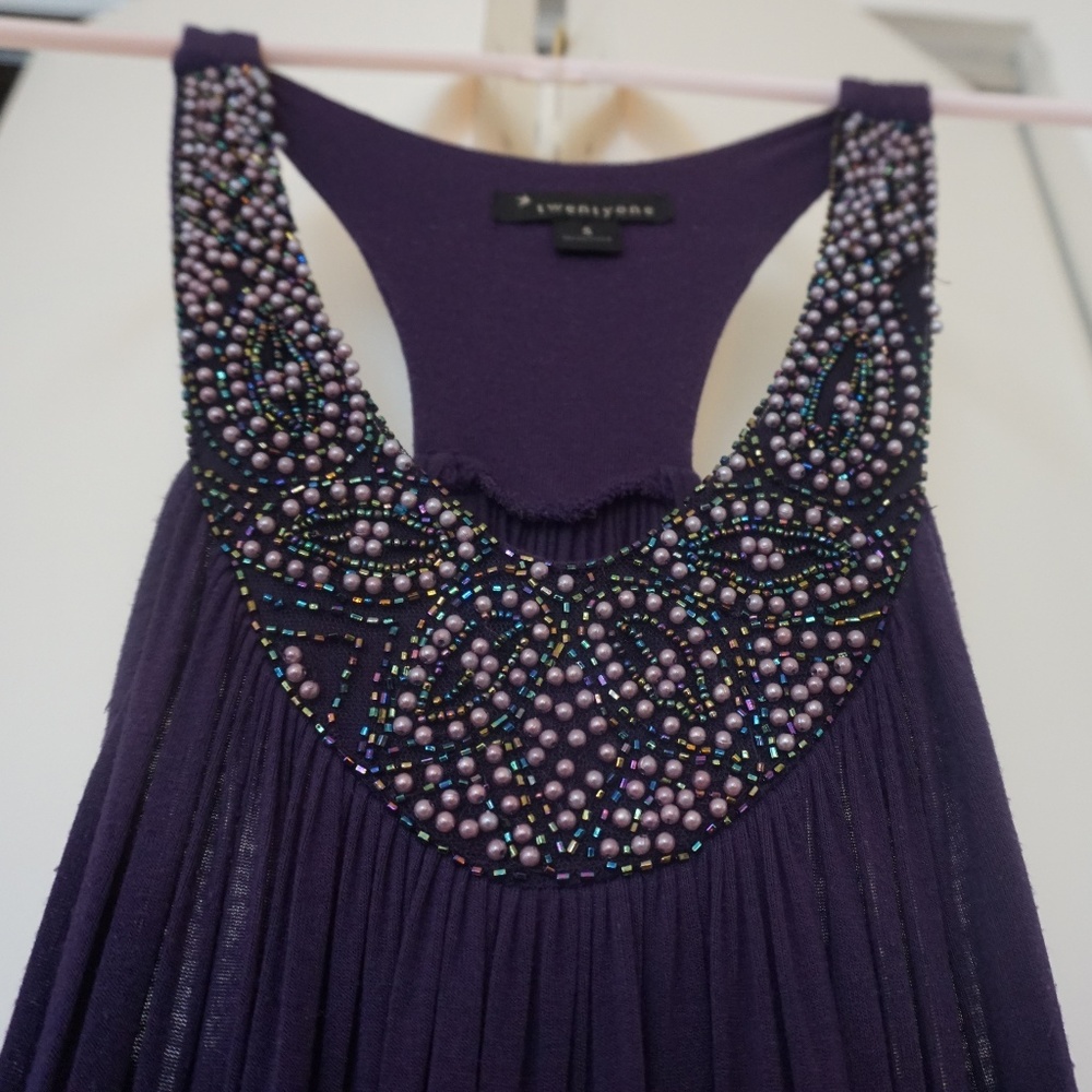 🎉 Long Purple Beaded Forever 21 Top // Size S 🎉